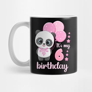 Girl 6 Year Old Panda Pink Balloons It'S My 6Th Birthday Mug